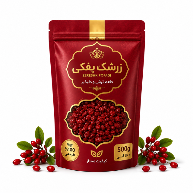 زرشک پفکی ممتاز دُر سرخ کویر زرشک ایرانی درجه یک بسته ۵۰۰ گرمی